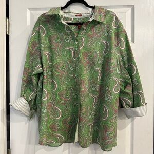 Talbots Paisley Blouse in Green and Pink